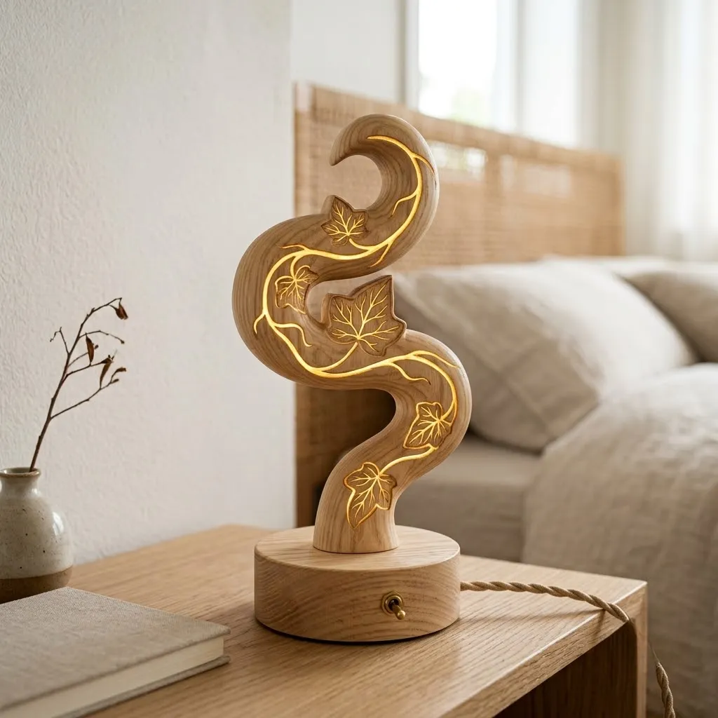 Wooden Night Light Ivy Leaf Home Decor