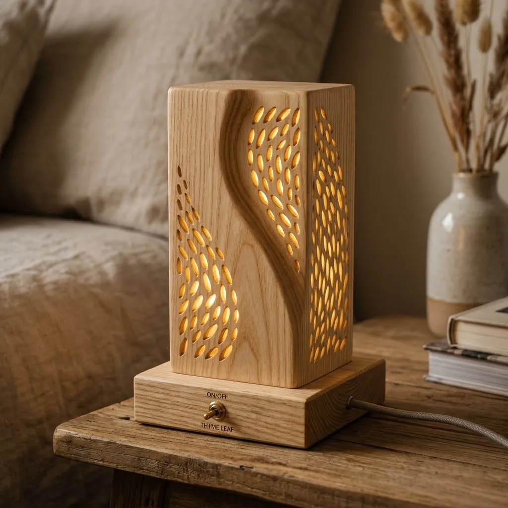 Wooden Night Light Thyme Leaf Home Decor
