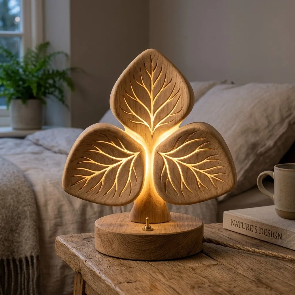 Wooden Night Light Strawberry Leaf Home Decor