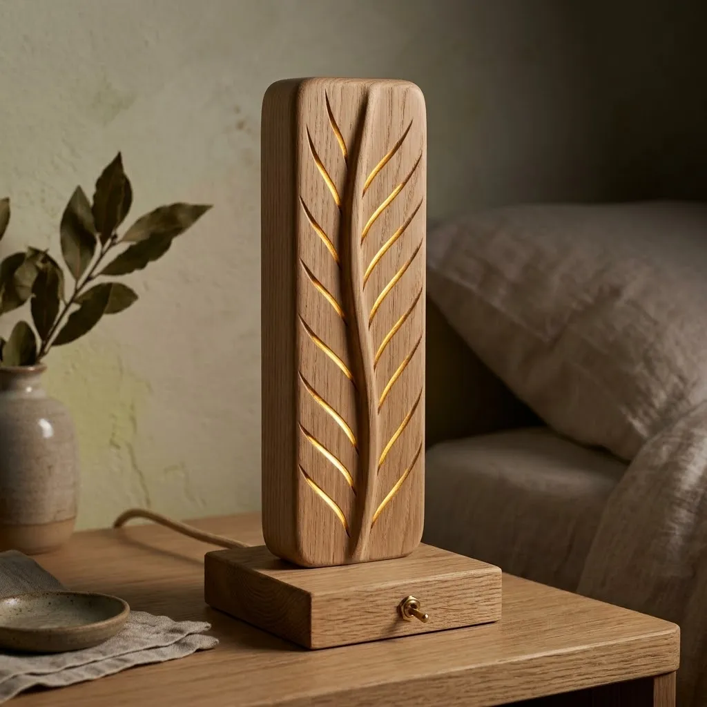 Wooden Night Light Bay Leaf Home Decor
