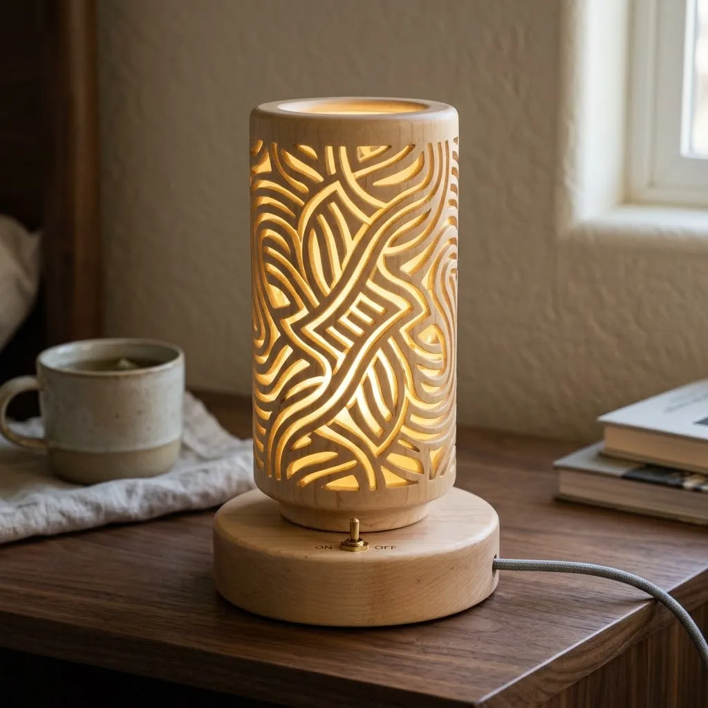 Wooden Night Light Mint Leaf Home Decor