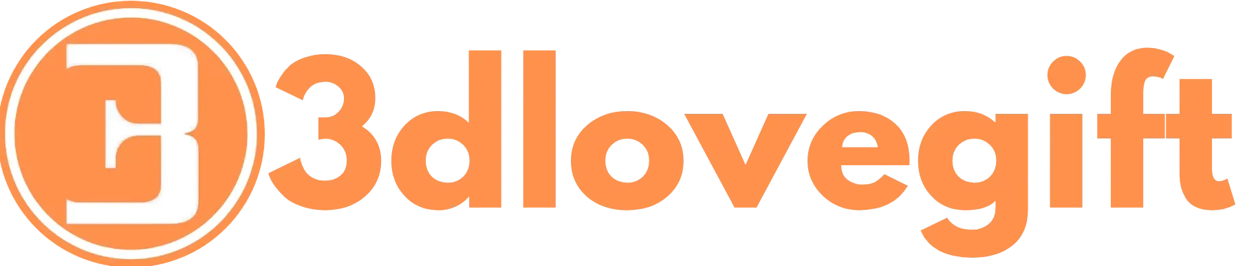 3dlovegift horizontal logo with orange text and stylized letter B icon