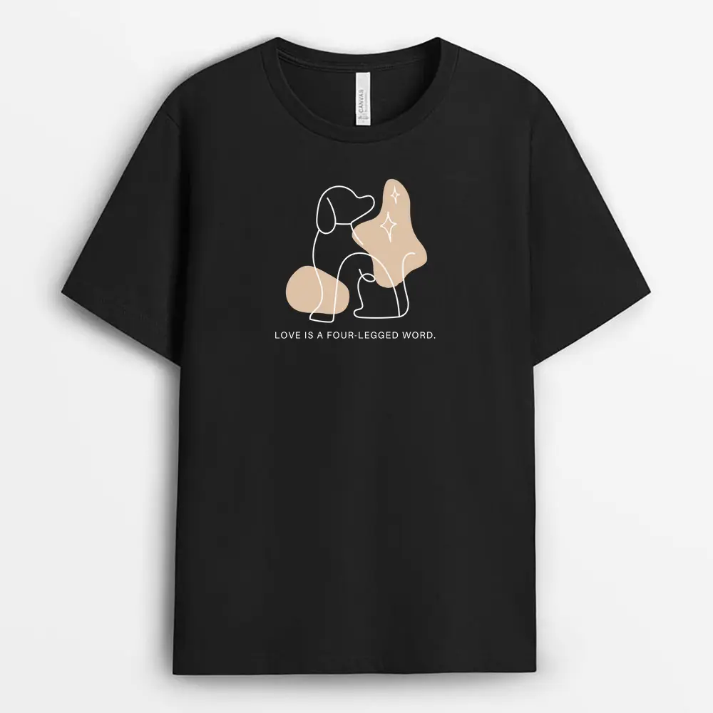 Black short sleeve T-shirt with heart-shaped paw print graphic