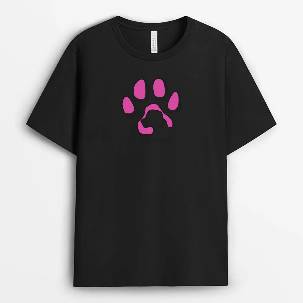 Black T-shirt with loyal heart design and dog silhouette print