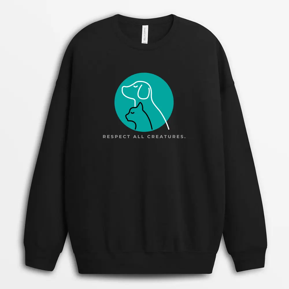 Black sweatshirt with wildlife care slogan and animal graphic print